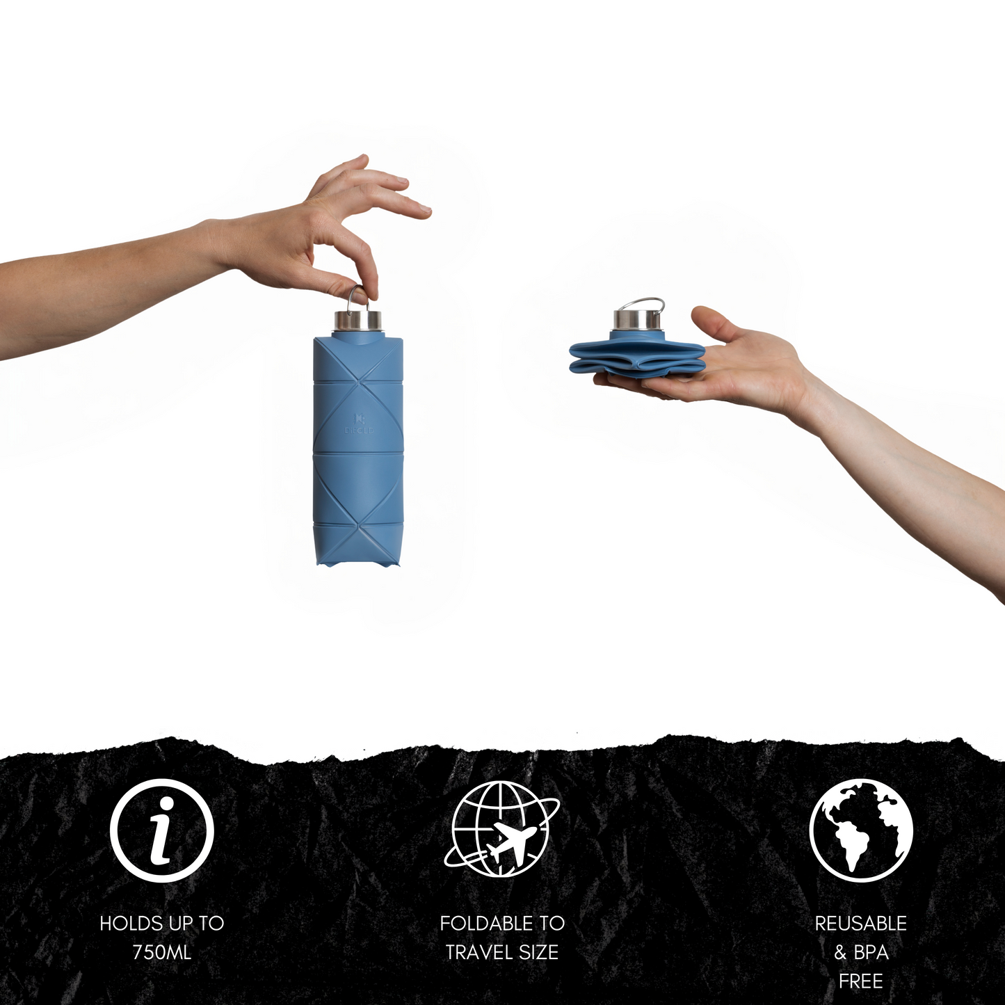 BOTTLE FOLDABLE ORIGAMI SLEEK BLUE