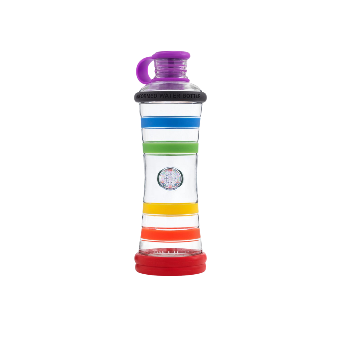 FLASCHE GLASS INFORMED WATER CHAKRA RAINBOW